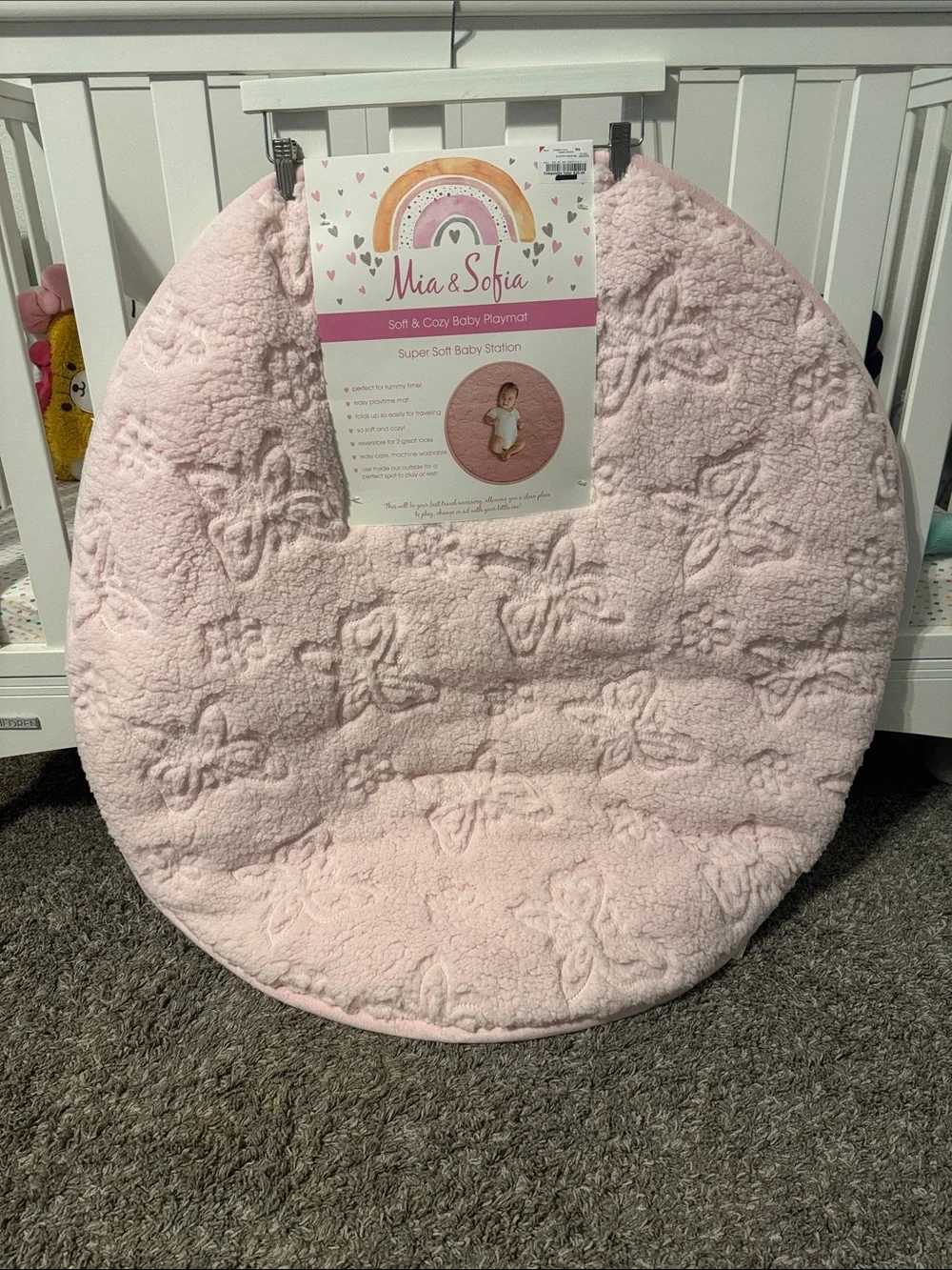 Baby Gear Pink Plush Butterfly Playmat